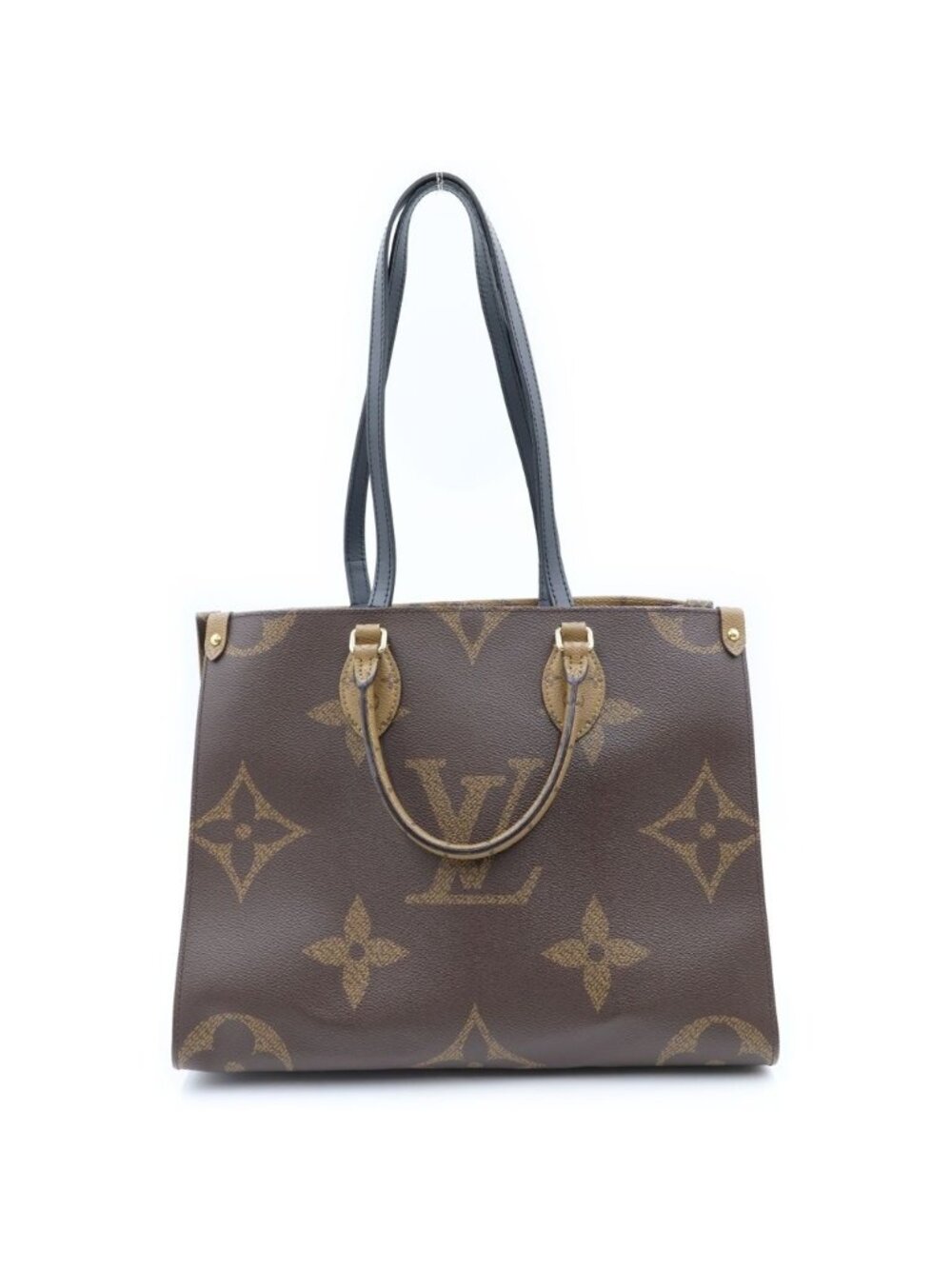 Louis Vuitton Monogram Reverse on the Go MM Tote Brown Leather Gold
